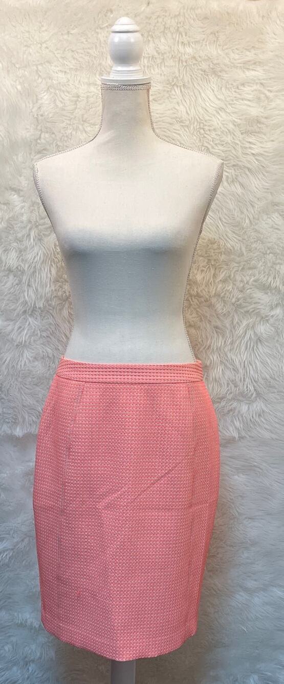 Halogen for Anthropologie Skirt Neon Pink Orange Houndstooth Size 8